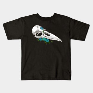 Floral Raven Skull Kids T-Shirt